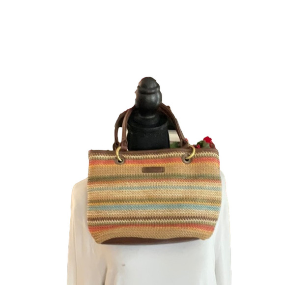 Vintage Handbags - VINTAGE STRAW BAG EARTH-TONES